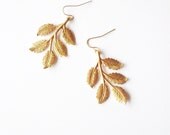 Bridal Leaf Earrings Gold Leaf Earrings Woodland Earrings Forest Earrings Rustic Woodland Wedding Jewelry Elegant Romantic Whimsical Dreamy
