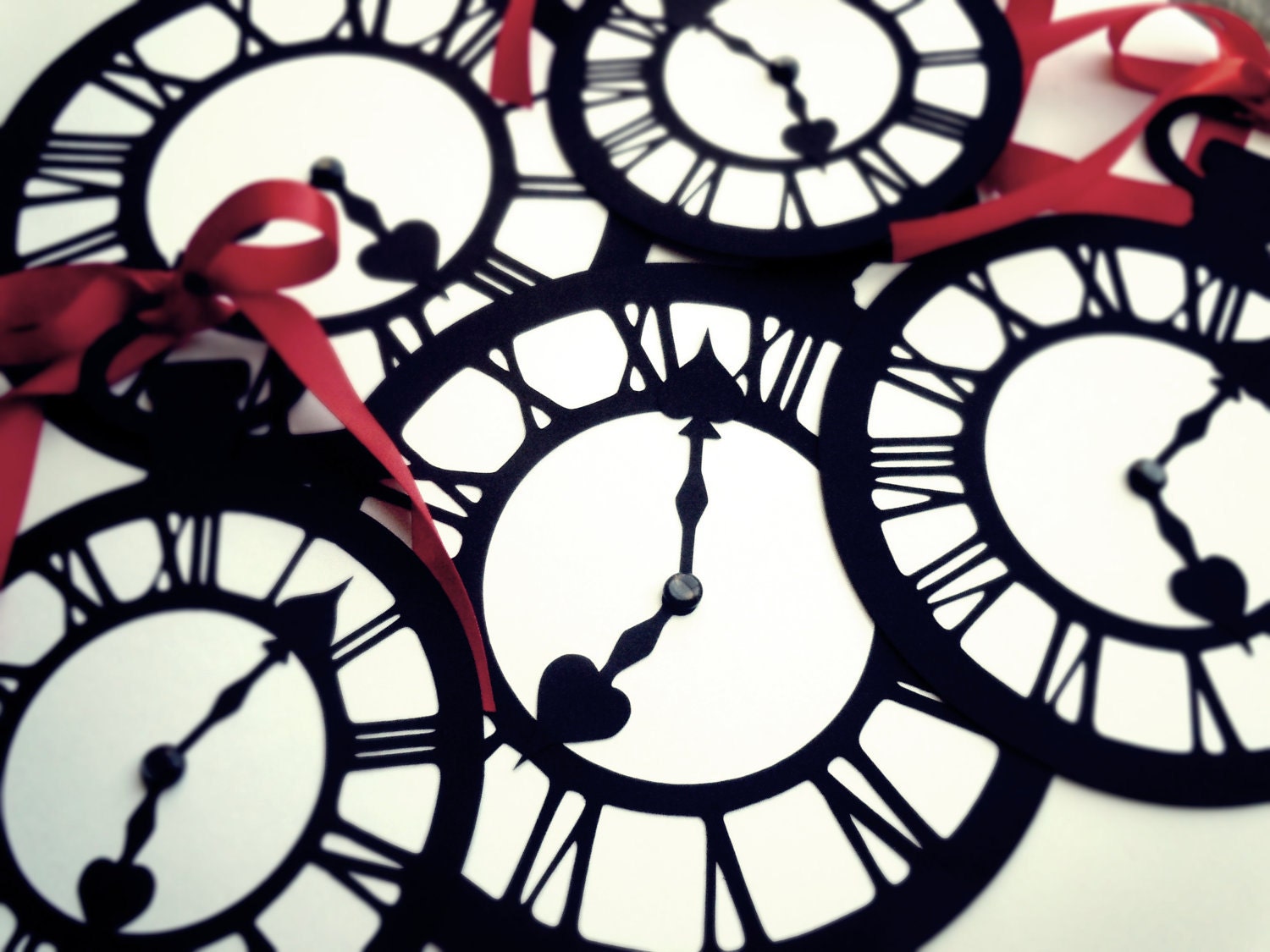 As Seen On Hostess With the Mostess Blog-Alice In Wonderland Party Decoration Pocket Watch/ Clock Set of 5