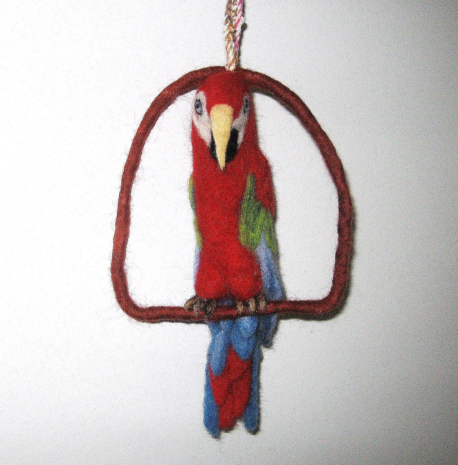 Parrot, needle felted animal bird wool soft sculpture