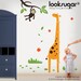 Giraffe Growth Chart Children Wall Decal with Monkey and Tree - Metric OR English System - 0066