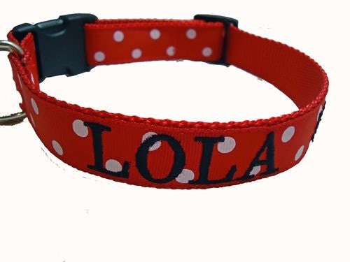 Red and White Polka Dot Dog Collar