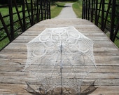 48" White or  Ivory Lace Crochet Flower UMBRELLA PARASOL Sunbrella, Mothers Day Wedding, Party Favor- Ready to Ship