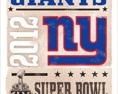 New York Giants poster  2012 Super Bowl Champs -13x19  NY Giants print