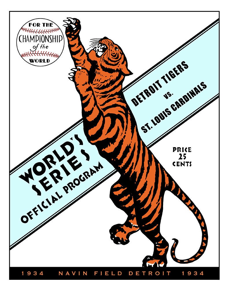 Detroit Tigers 1934 World Series Program print - 11x14 print - Vintage Baseball Print -