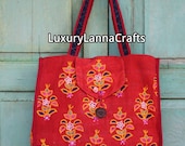 SALE 50% OFF Vintage Banjara Kutchi Indian tote bag Classic ethnic flowers textile IB2012-130