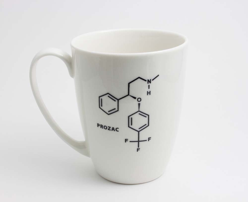 Prozac Chemistry Molecule Coffee Mug - Black and White Coffee Cup