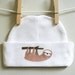 Sloth Baby cap, cute and adorable. Super soft. 100% cotton.