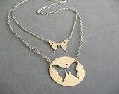 Butterfly Necklace, Silver Jewelry, Silver Butterfly Necklace, Butterfly Jewelry, Double Butterfly Necklace, Gift For Her, Silver Jewelry