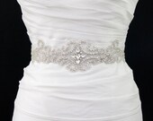 Swarovski Crystal Bridal Sash Belt-  Scroll Waves