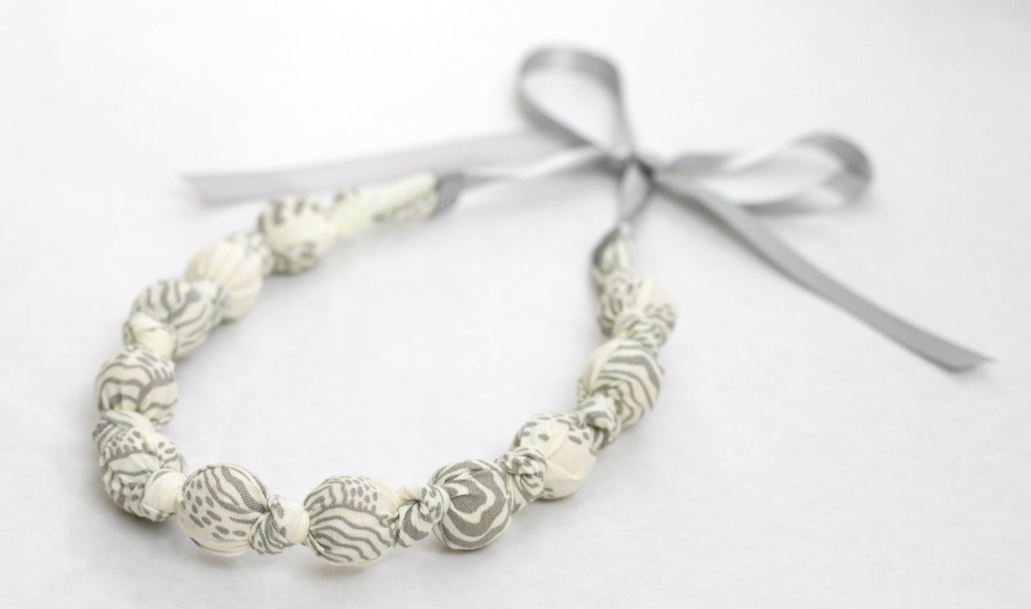 Teething Necklace- Gray & Ivory