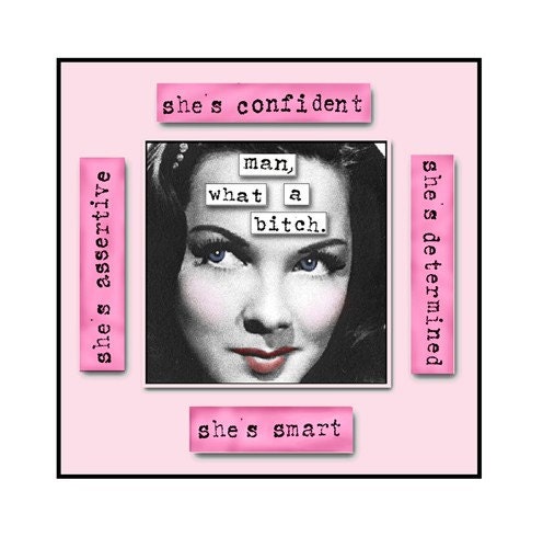 Mixed media collage, photo collage, feminist,Fun, Funny, Blue, tough,Blank Inside Note Card, SET OF 4