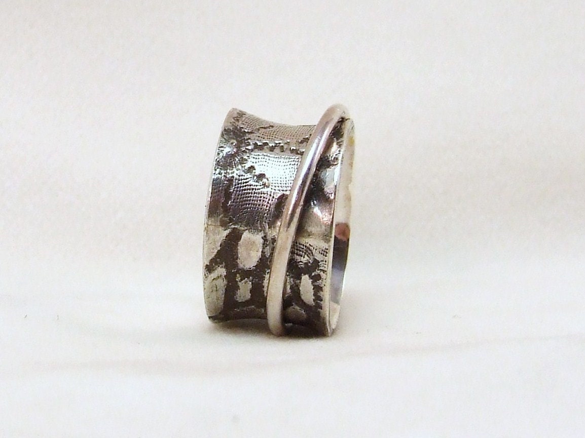 Silver Spinner ring , size 5 3/8 (16mm), unique valentine gift, ready to ship