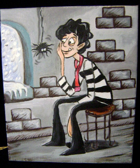 Cartoon Comic Vampire Spider Original Acrylic Painting - FREE SHIPPING - Size 10 X 12