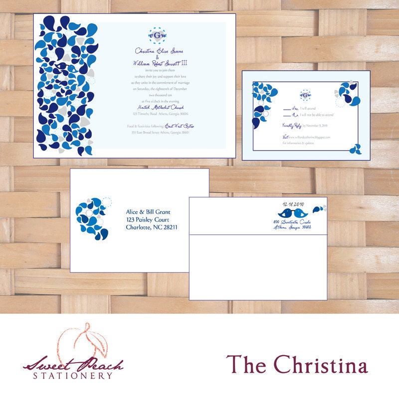 The Christina Invitation Suite - Love Birds with a Modern Design