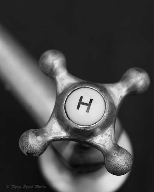 Bathroom Decor - Pair of 8x10 Black and White Photos - Antique Hot and Cold Faucets - Bathroom Wall Art