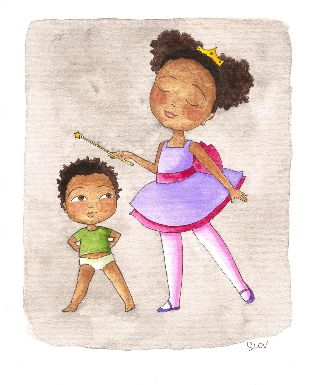 Princess Samari & Hollis the Frog - 5"x7" print