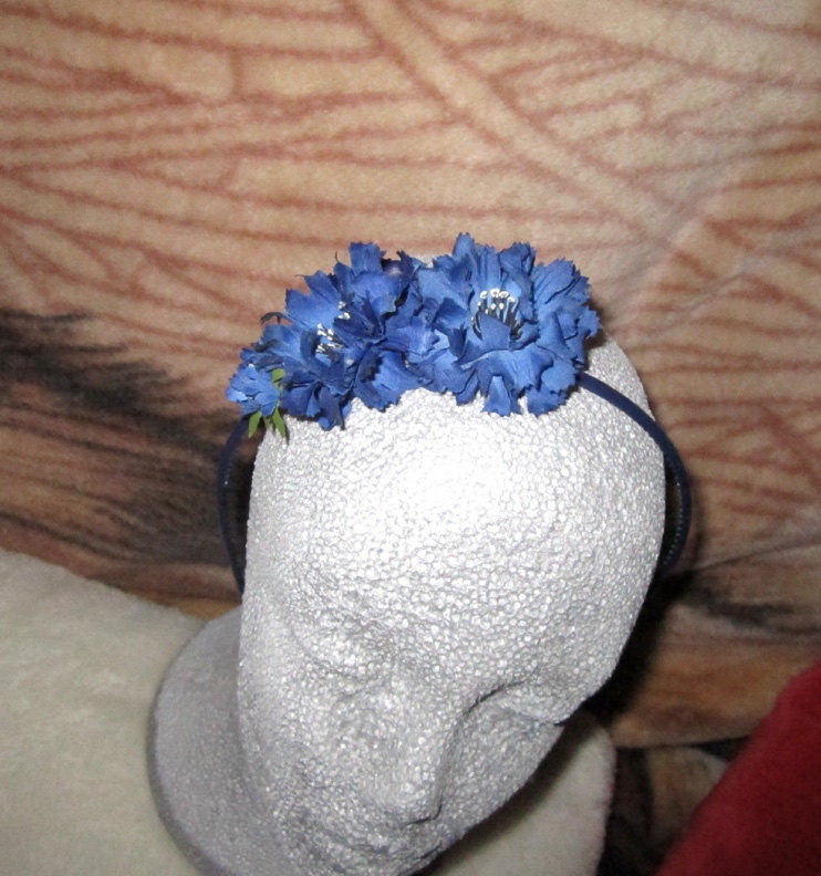 Beautiful Blue Silk Flowers Hairband