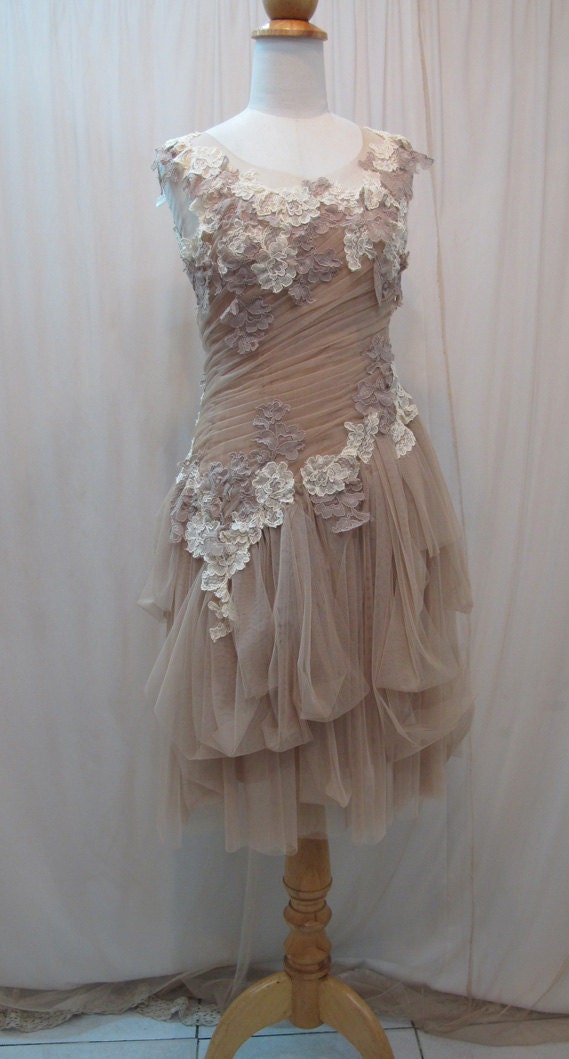 Custom Made One of A Kind Tulle Slant Asymmetrical Dress