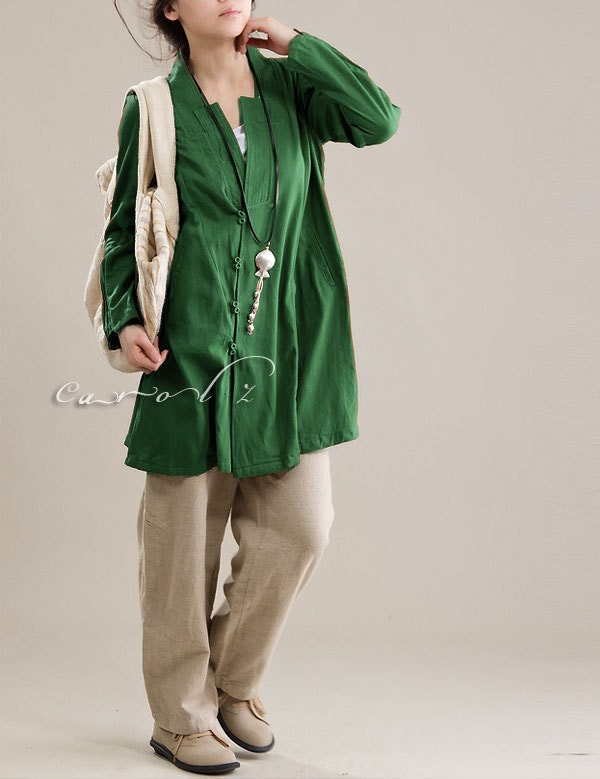 Plus Size Blouse Green Cross Over Neckline Womans Long Tunic 1X 2X 3X Button Down Shirt Loose Fitting Top