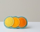 Wool Felt French Barrette // Hand Embroidered // Mango Tango // LoftFullOfGoodies