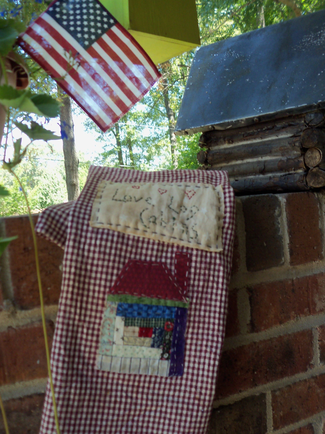 Log Cabin tea towel