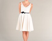 Short Cotton Wedding Dress or Bridesmaid Dress,Boho short swiss Dot, V-neck, low back Eco Friendly (Also in Plus Sizes)