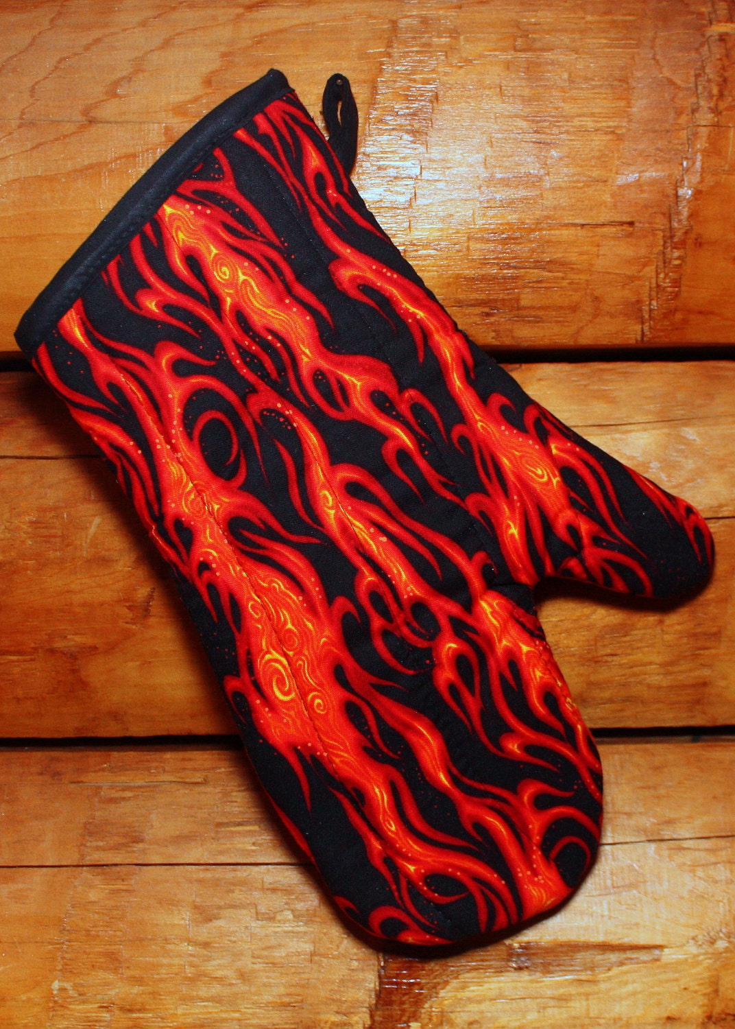 Oven Mitt, Orange Flames Oven Mitt