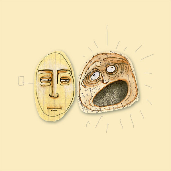 Giclee Print - 2 World Views - Funny Faces Print - Giclee Art Print Reproduction - Limited Edition - Giclee Print - Face Print - Face Art