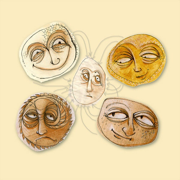 Ridicule Art Print - Emotion Face Art Print - Face moods Print - Limited Edition Giclee Print - Whimsical Art Print