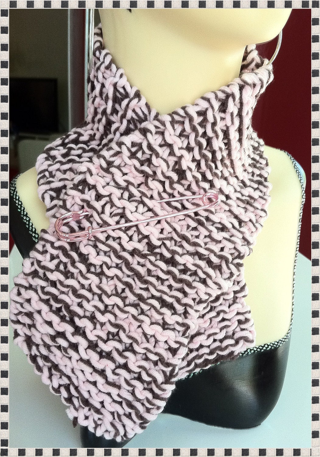 Sale Scarf - PINK SCARFLETTE - short and sassy with a sweet pink pin -
