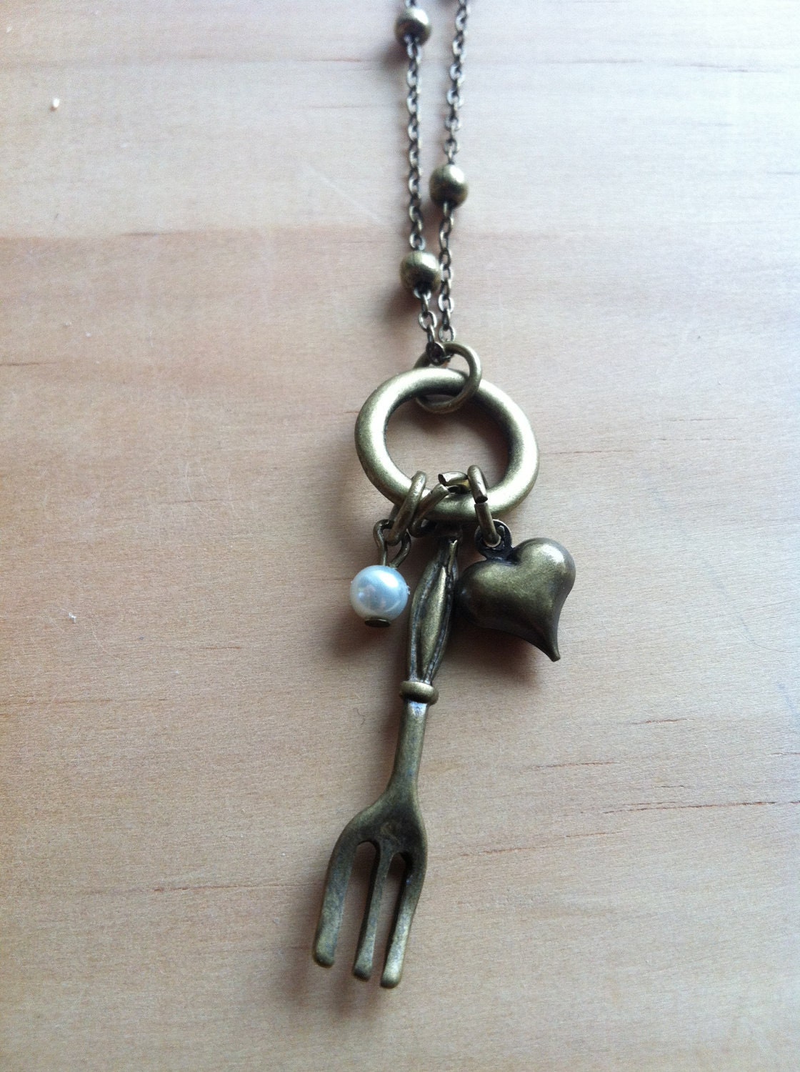 The Little Mermaid Inspired "Dinglehopper" Necklace - Ariel pearl, fork, & heart