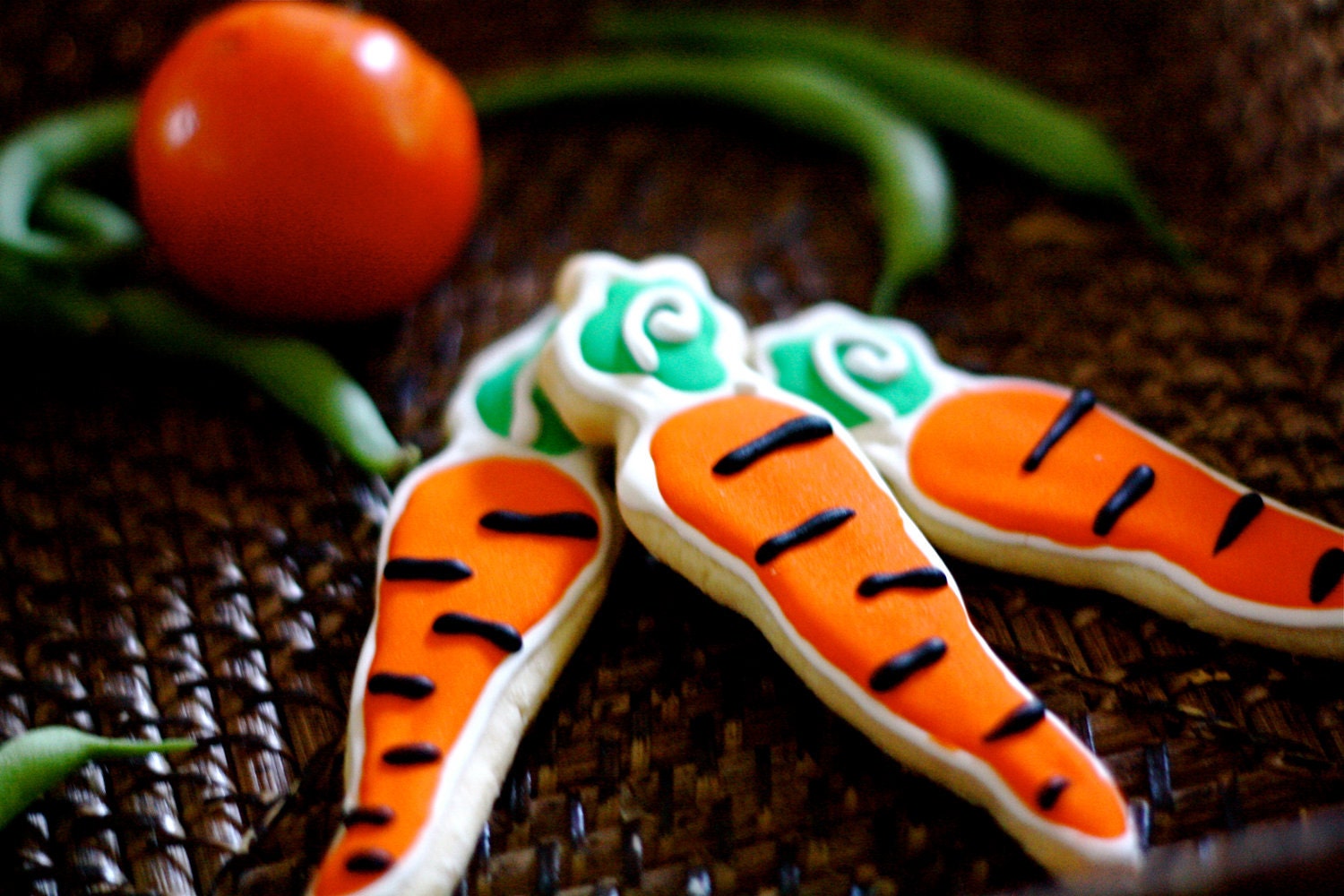 Curvy Carrot Decorated Sugar Cookies