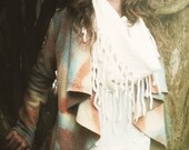 Sweater coat, Chevron Jacket merino wool felt hand dyed by Texturable