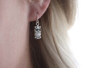 tiny owl earrings - woodland animal - everyday necklace - little zoo - simple everyday jewelry - silver owl