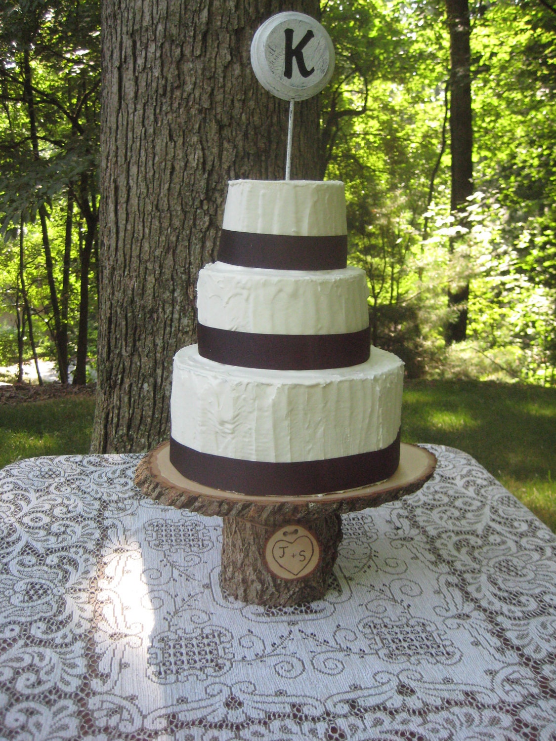 Rustic Wedding Cake Stand Personalized Wood Slices
