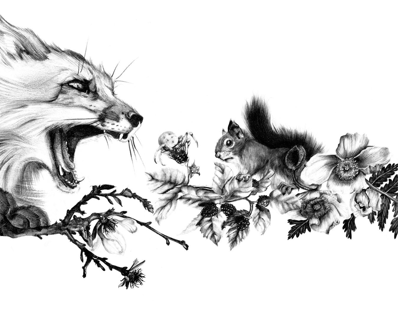 Fox and Squirrel Print 11x14 Giclee Print