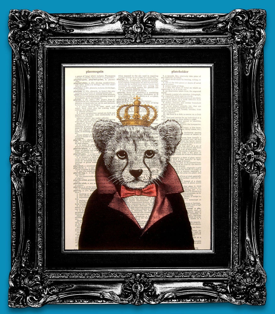 Original Painting Mixed Media Art PRINT POSTER Digital Illustration Portrait Drawing Unique Artwork HIPSTER Gift for Man, Cheetah King Crown