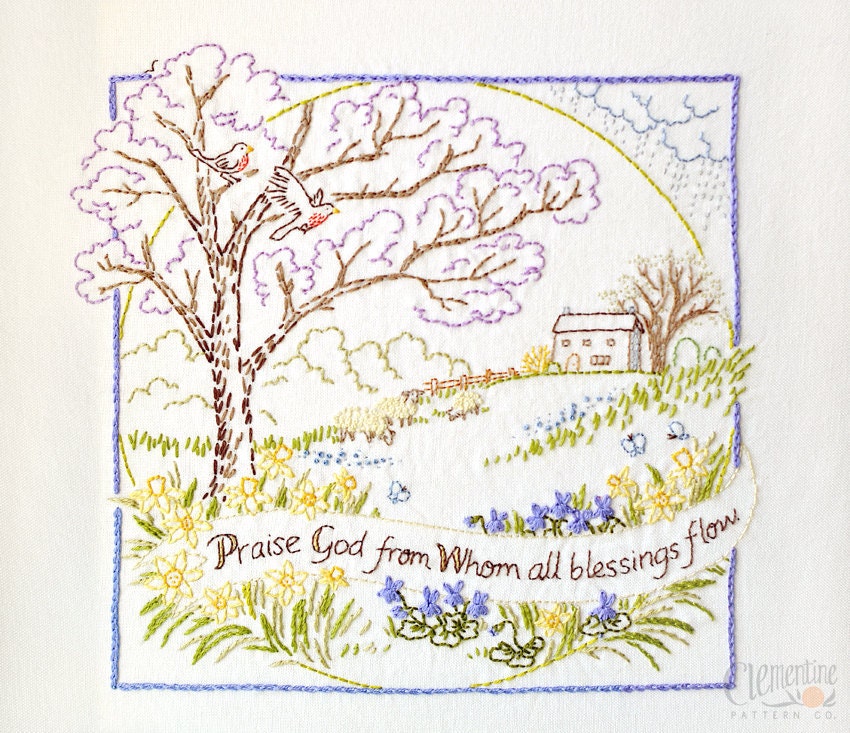 Praise God - Spring - 100% Cotton Embroidery Pattern