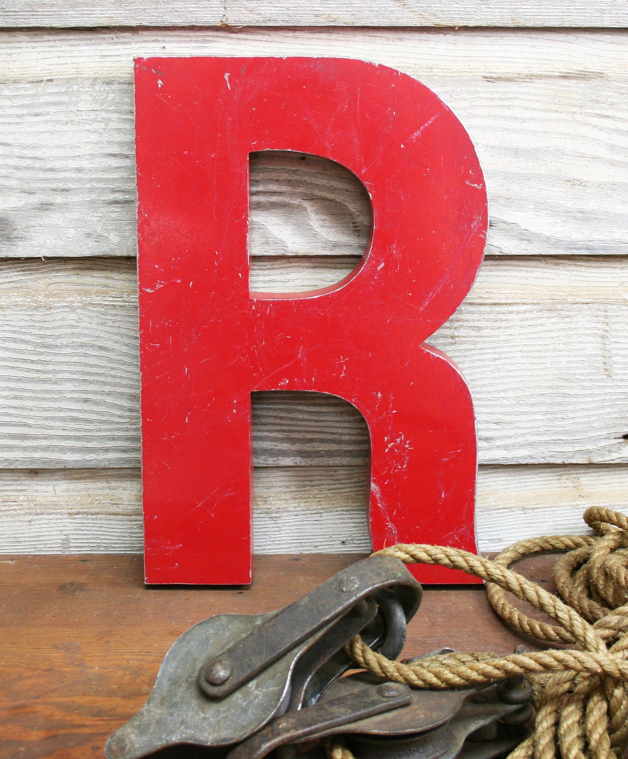 Large Vintage Steel Red Letter "R" - AuroraMills