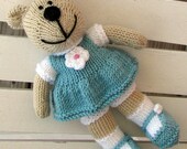 Hand Knit Teddy Bear Stuffed Animal Knitted Toy Bear Kids Toy Children Spring Plush Doll Baby Room Decoration Small Toy Children Toys Brooke