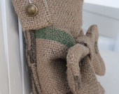 girl's burlap coffee bag purse messenger bag with bow and adjustable strap