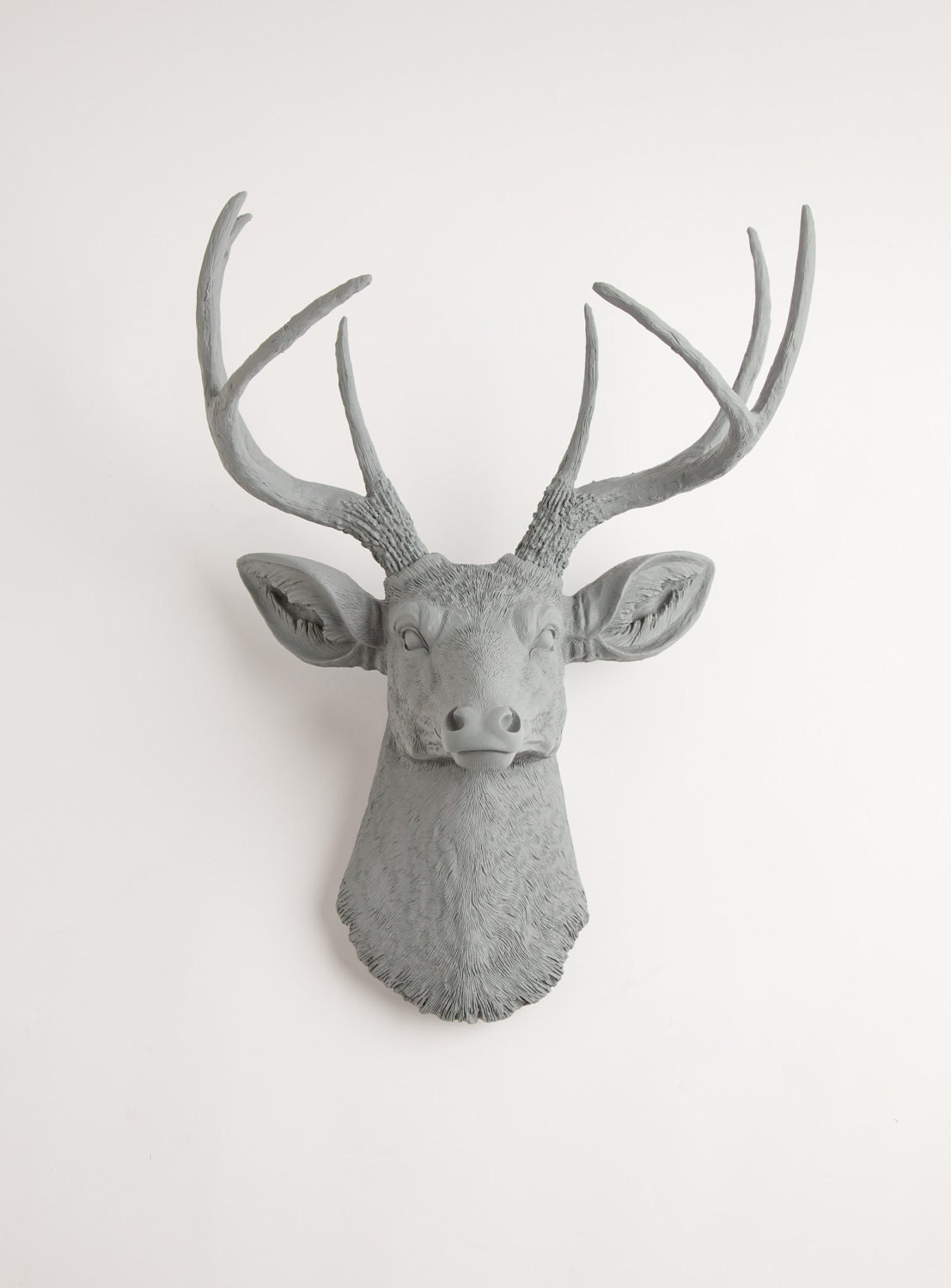 Faux Taxidermied - The Geoffrey - Gray Resin Deer Head- Stag Resin Grey Faux Taxidermy- Chic & Trendy