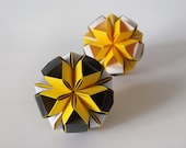 Origami paper balls in black and yellow by WaveofLight on etsy