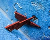 Wood Earrings / Red Lighting Bolts / Varlope