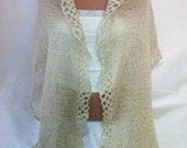 FREE SHIPPING -Cream color, gold sim Shawl, Scarf, fall,winter,spring