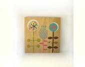 Flowers baby room decoration eco friendly collage on wood, Wall Art,Nursery Art,Girls room art,baby nursery,childrens art