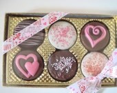 Love Heart Gift Box of hand dipped Chocolate Covered Oreos for Valentines Day weddings bridal showers engagement