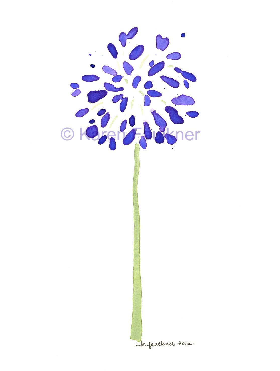 Purple Watercolor Flower Print: Abstract Agapanthus