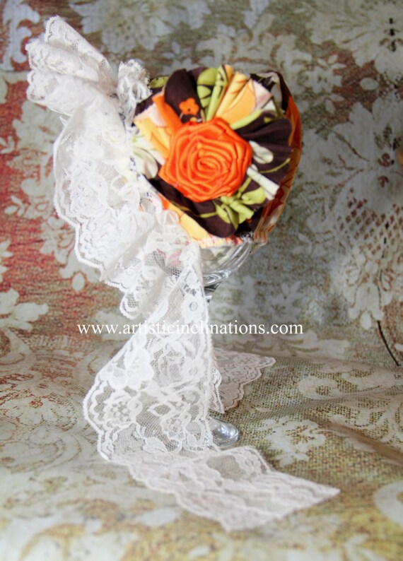 Handmade Newborn Baby Girls Bonnet - Fall Colors