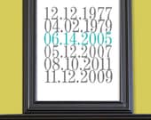 Subway Art, Date Print, Important Dates, Birth Dates, Wedding Gift - 8x10